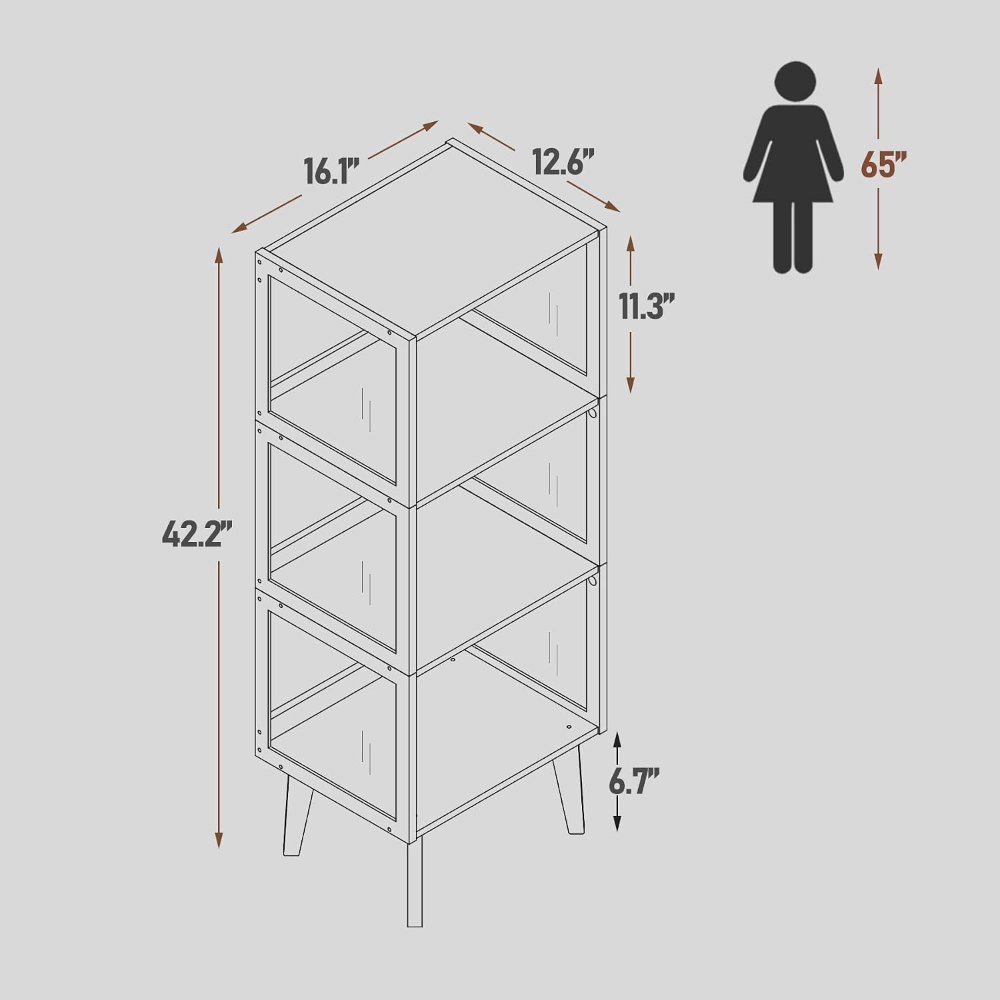 4 Tier Book Shelf, Oak, view 2