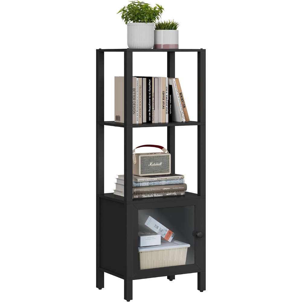 6 Tier Bookcase and Bookshelf, Black, detail 8