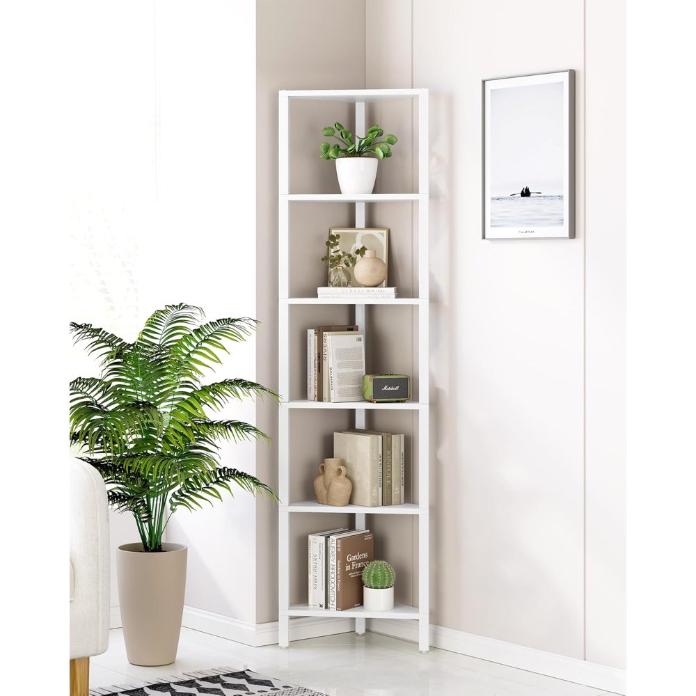 6-Tier Corner Bookshelf, White, view 6