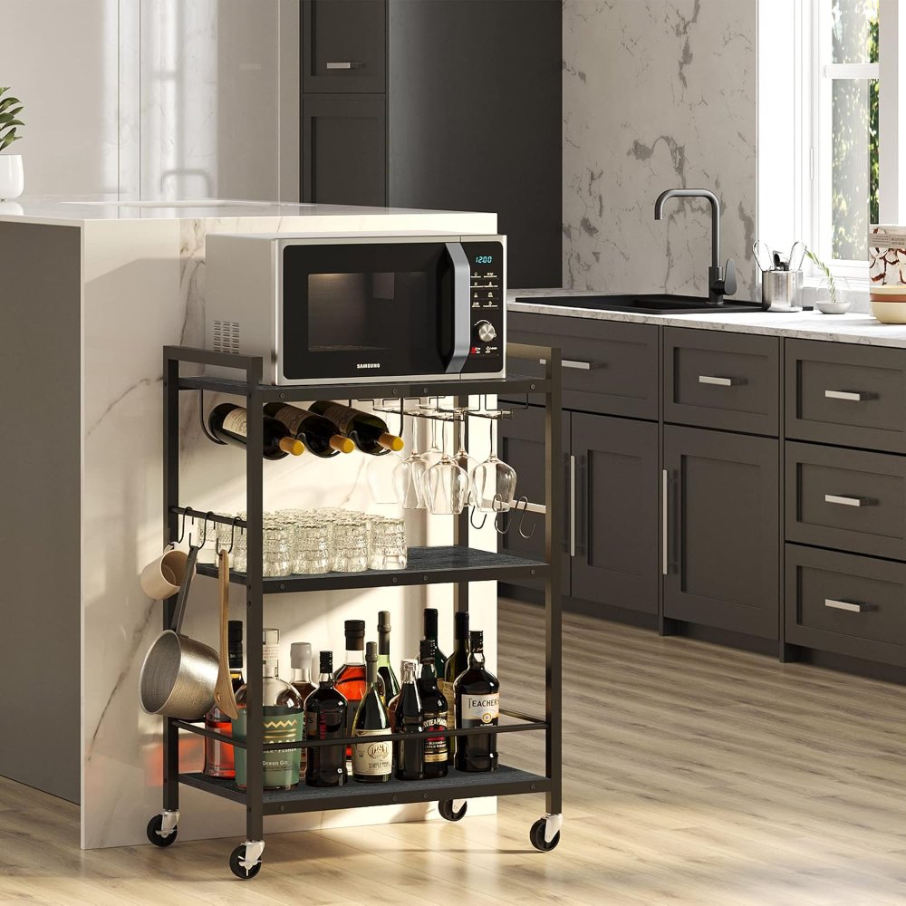 Bar Cart, Black, 23.7" wide, view 2