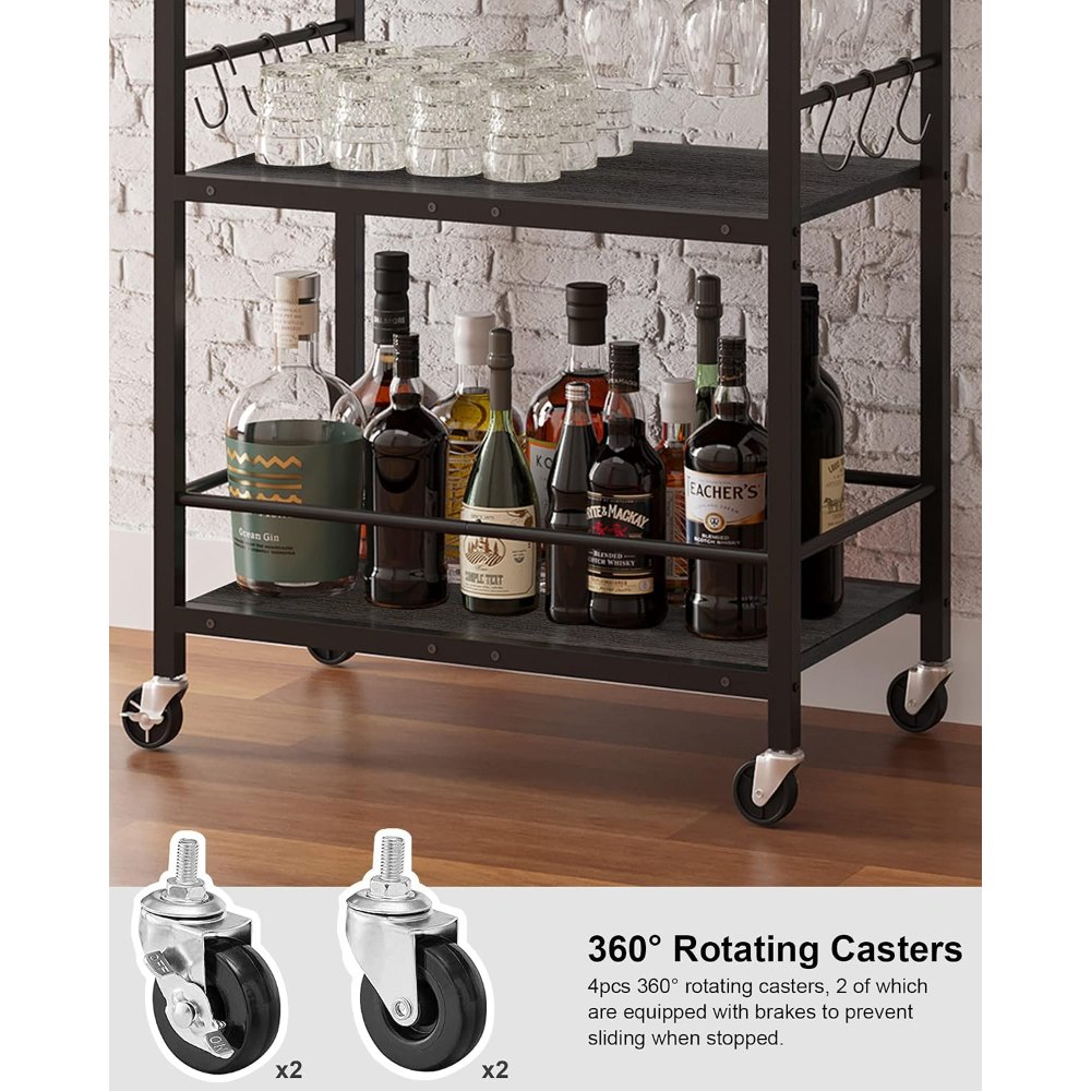 Bar Cart, Black, 23.7" wide, view 4