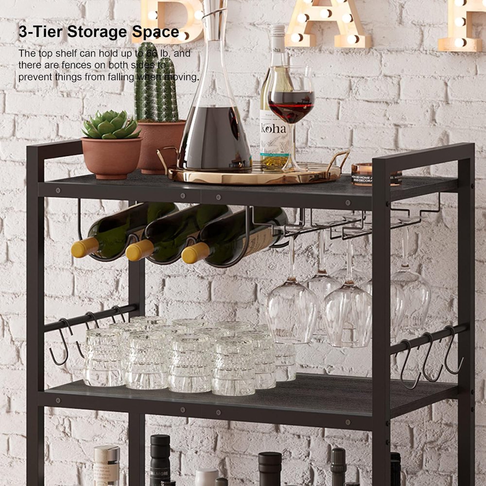 Bar Cart, Black, 23.7" wide, view 5