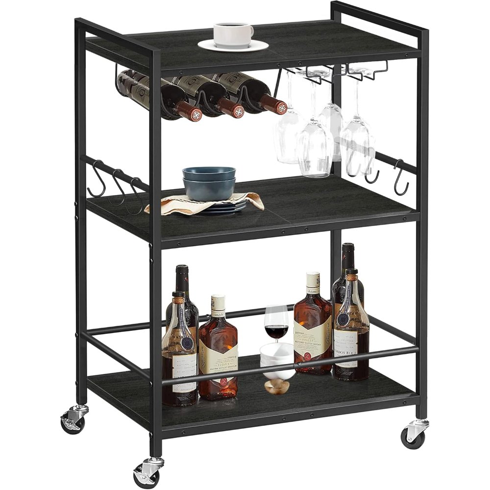 Bar Cart, Black, 23.7" wide, detail 8