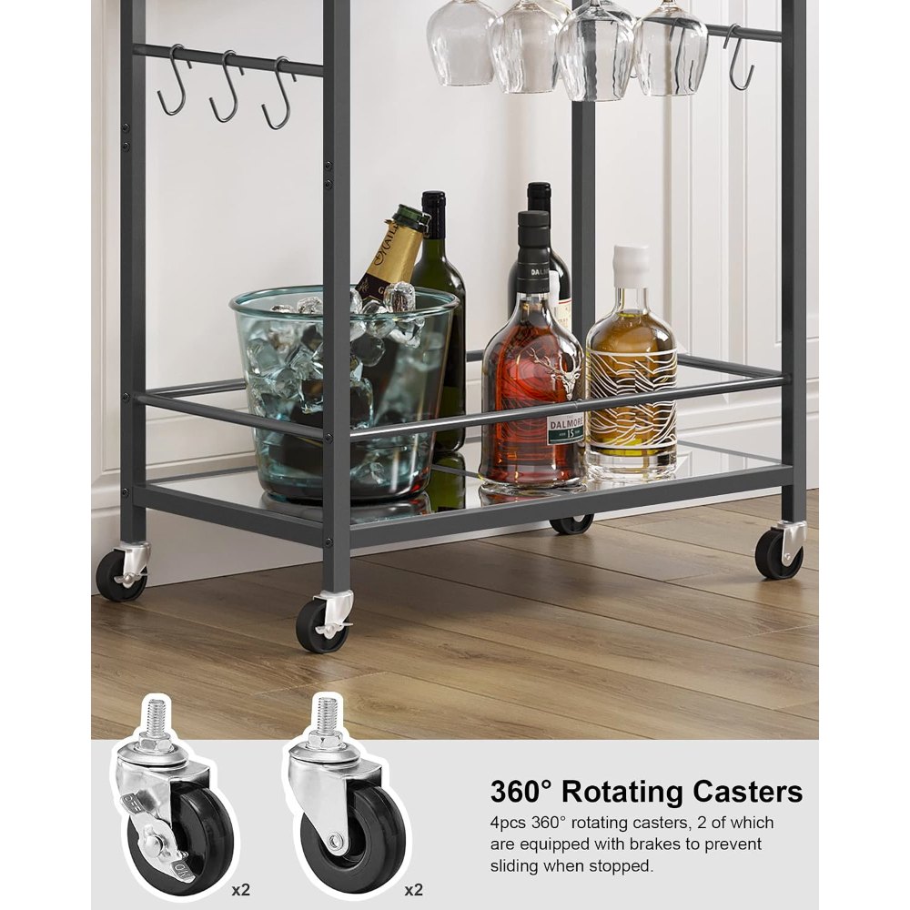 Bar Cart, Black, 23" wide, view 5