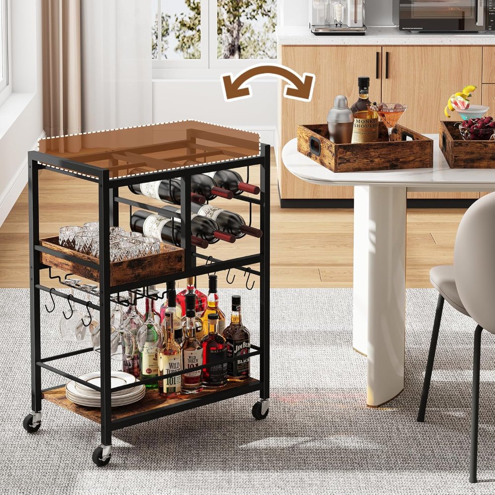 Bar Cart, Brown, 13" wide, view 2
