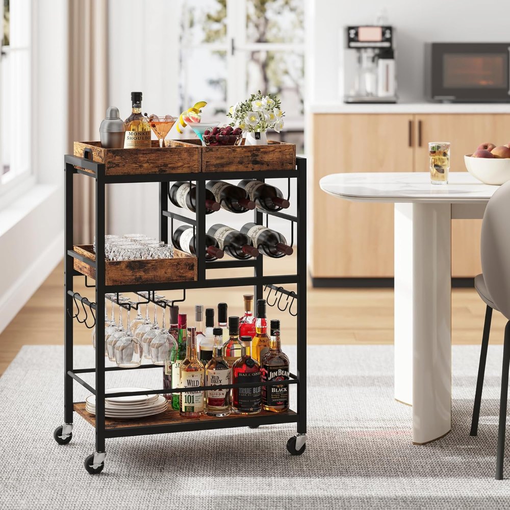 Bar Cart, Brown, 13" wide, view 5