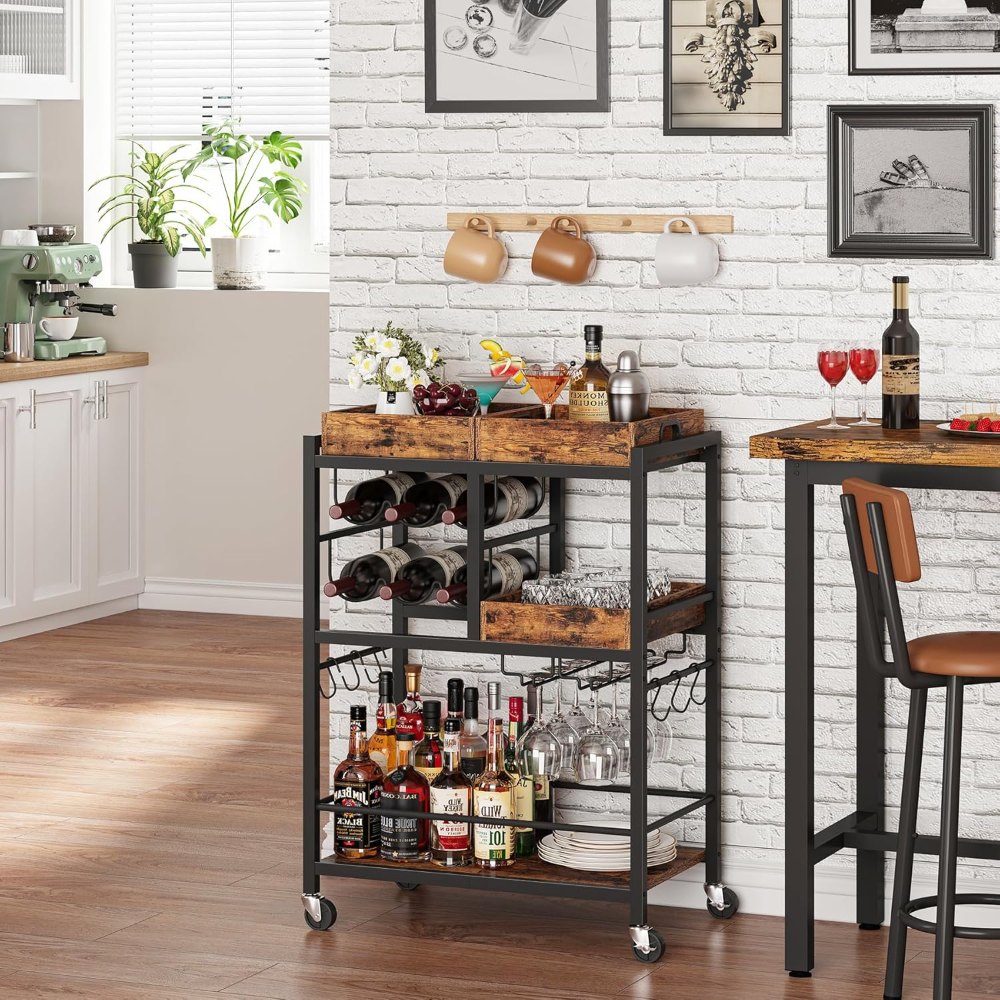 Bar Cart, Brown, 13" wide, view 6
