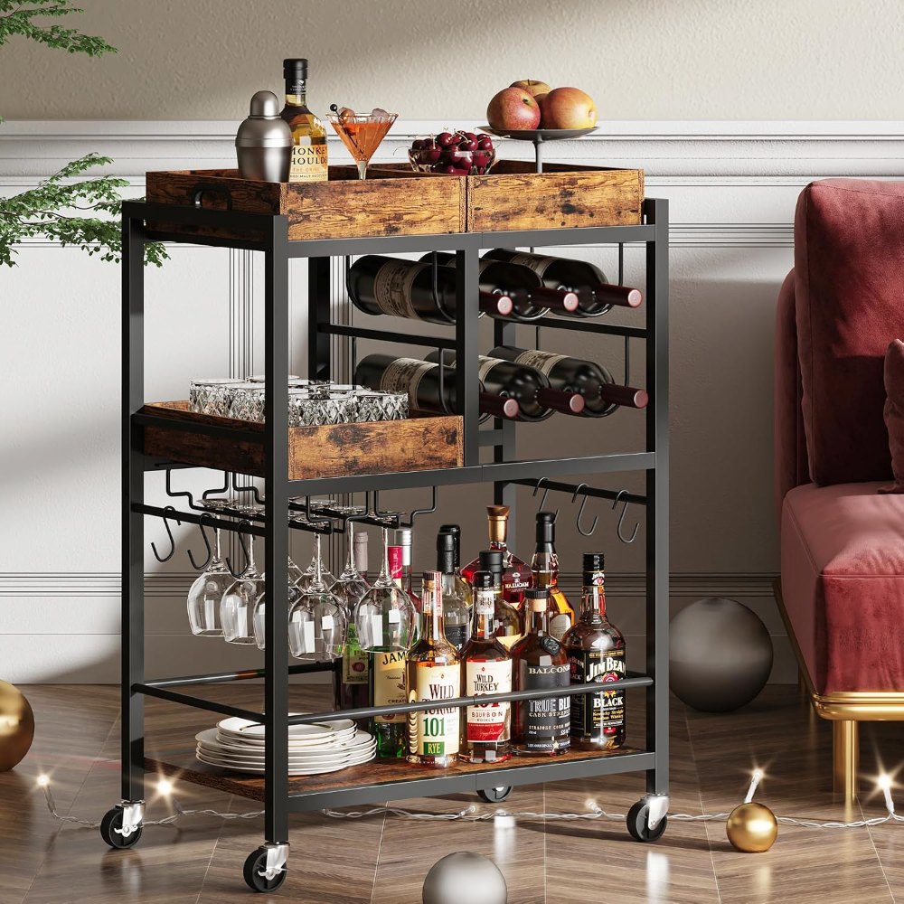 Bar Cart, Brown, 13" wide, view 7