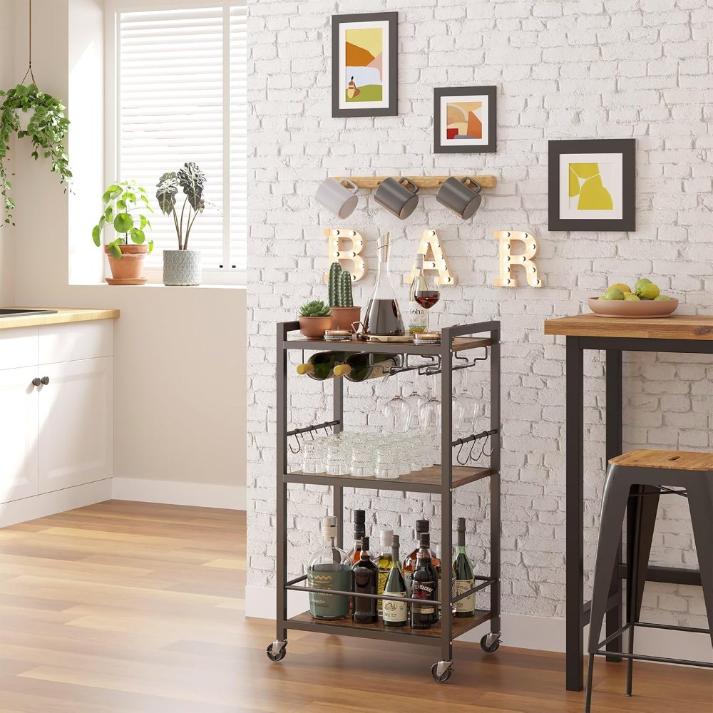 Bar Cart, Brown, 17" wide, view 3