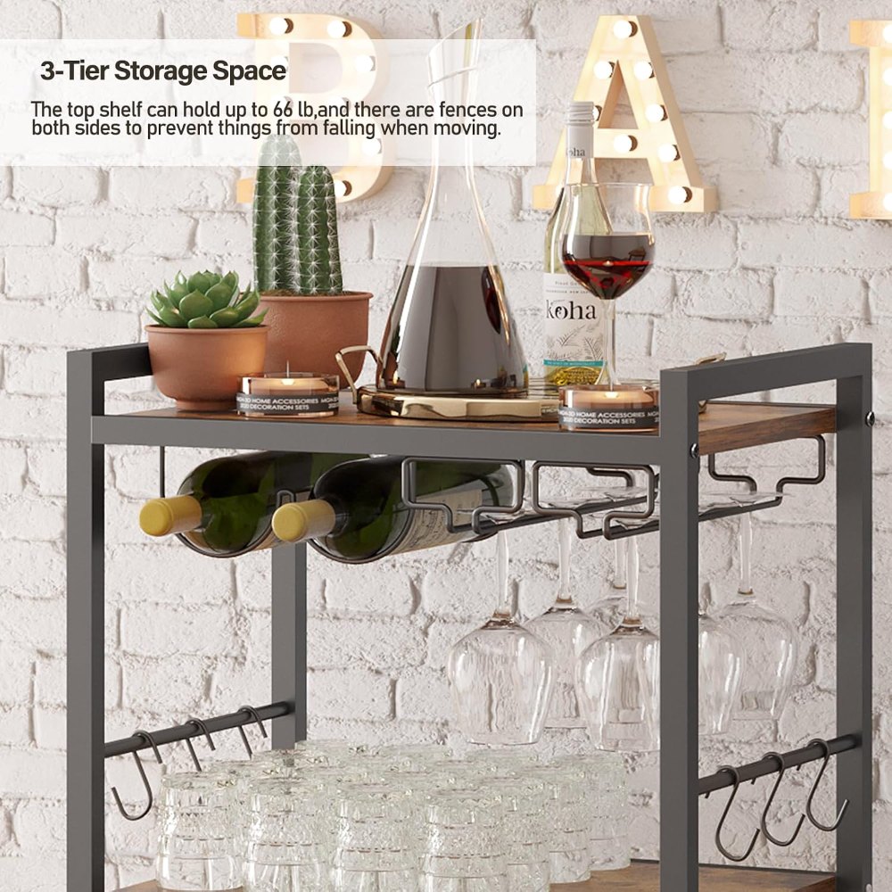 Bar Cart, Brown, 17" wide, view 5