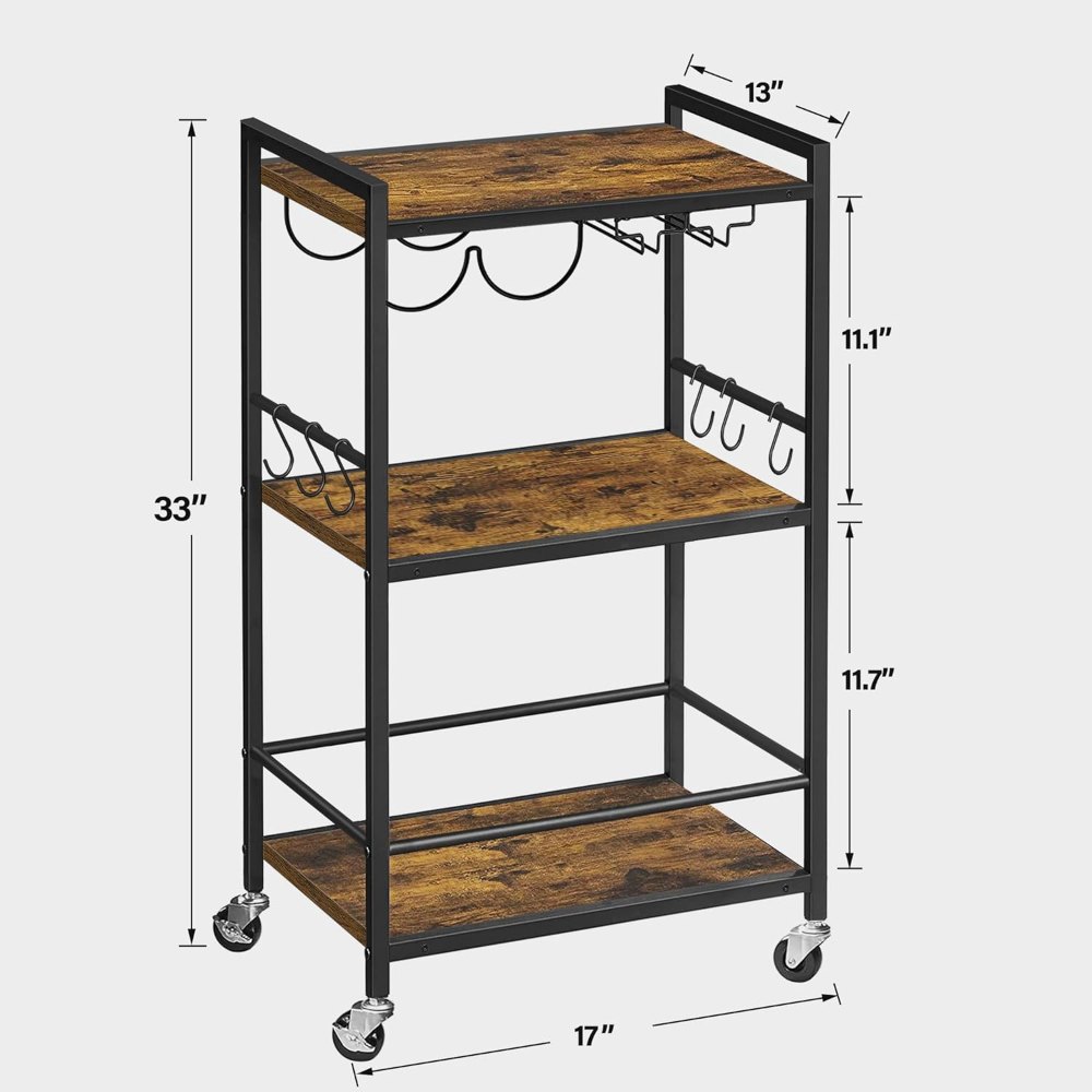 Bar Cart, Brown, 17" wide, view 6