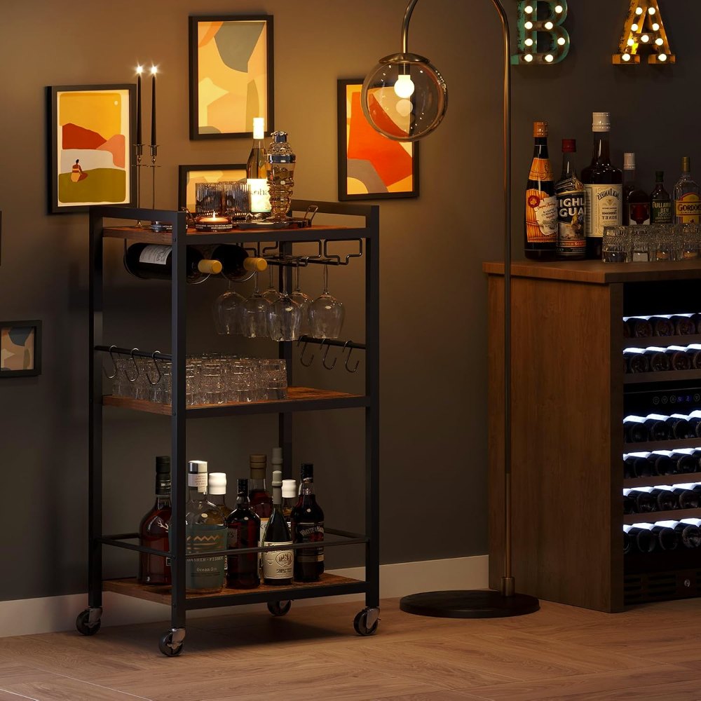 Bar Cart, Brown, 17" wide, view 7