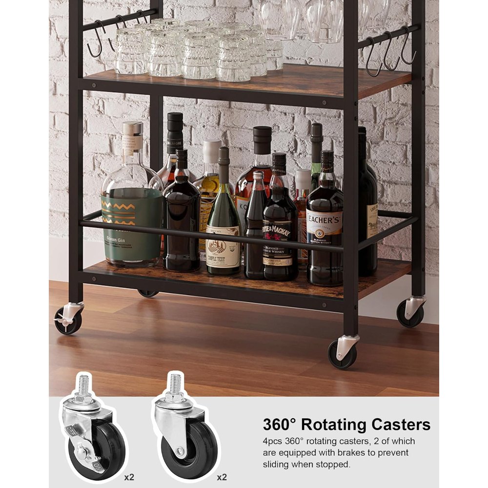 Bar Cart, Brown, 34.4" tall, view 7