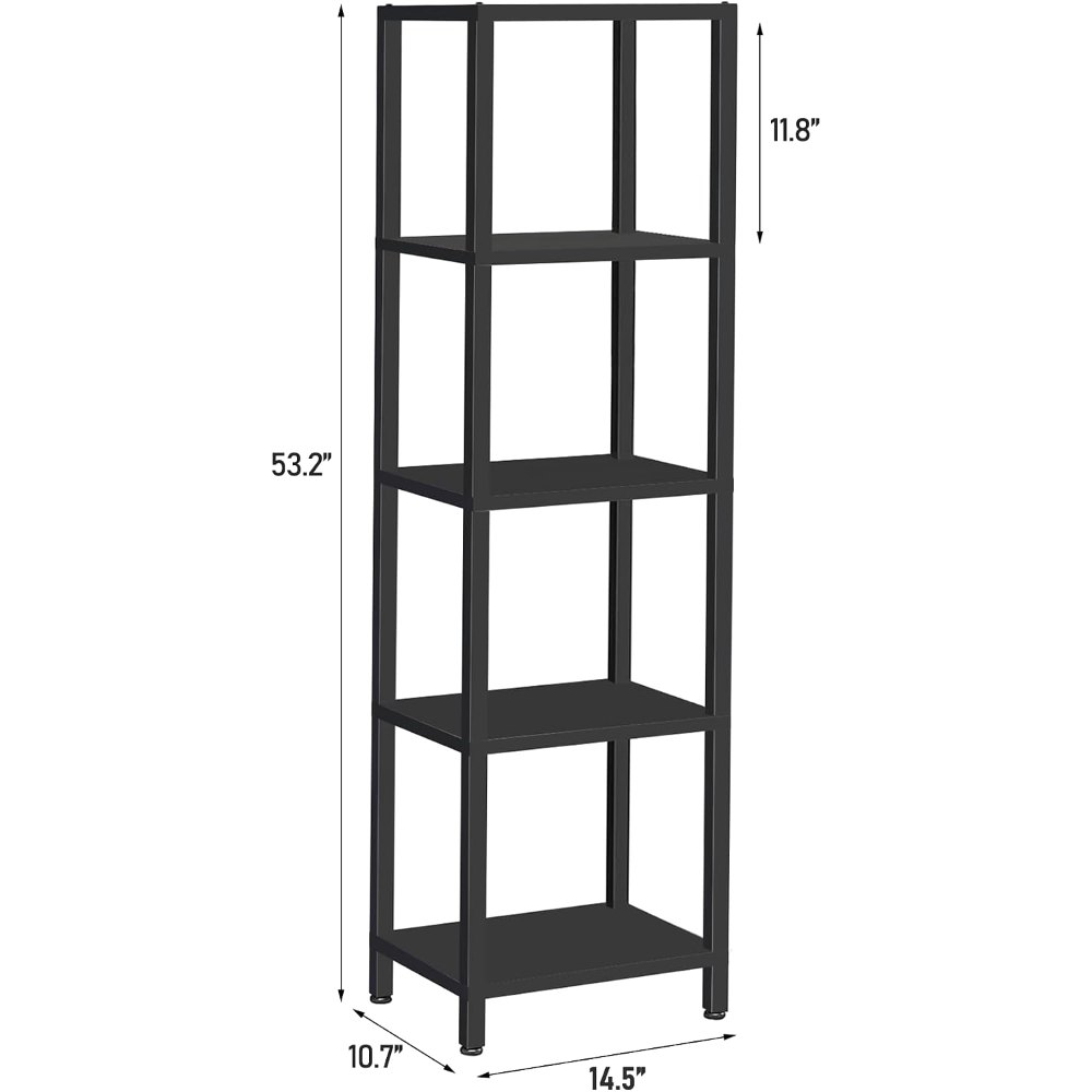 Bookshelf, Black, 53.2" tall, view 2