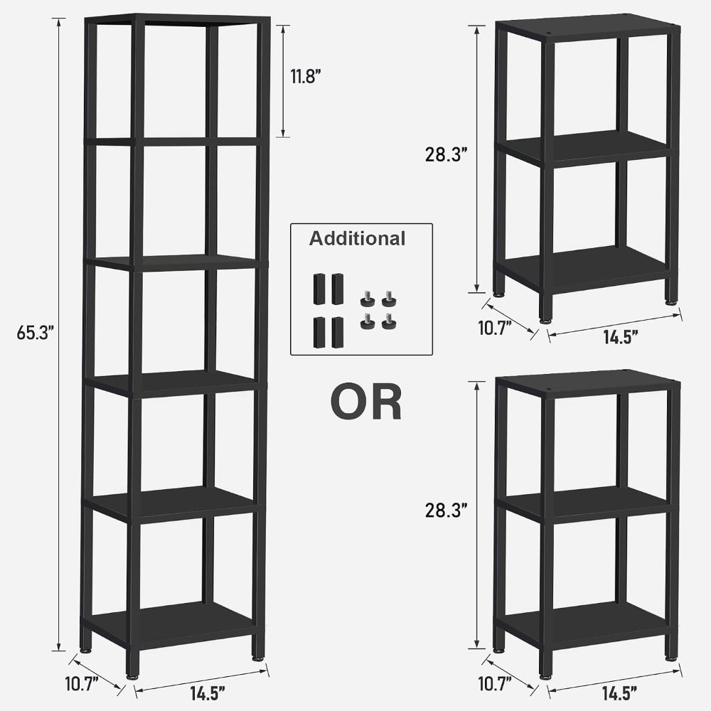 Bookshelf, Narrow, Black, view 2