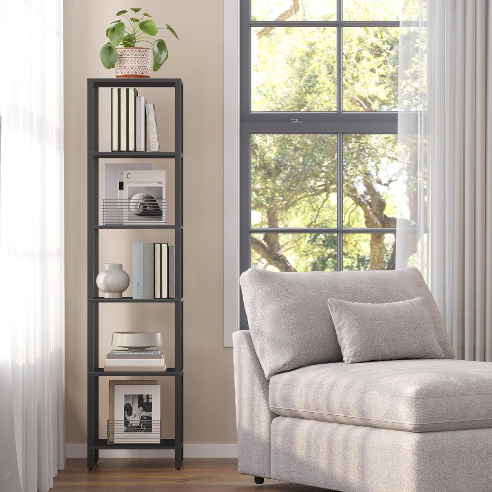 Bookshelf, Narrow, Black, view 6