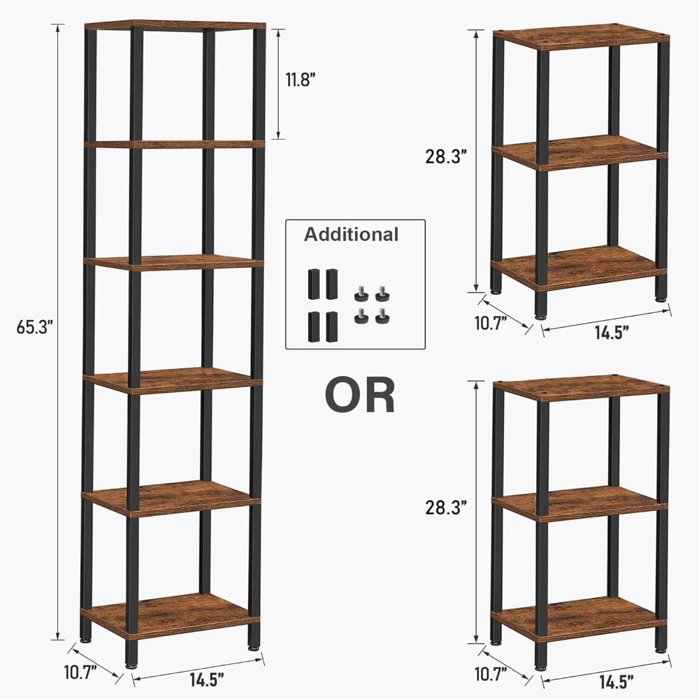 Bookshelf, Narrow, Brown, view 2