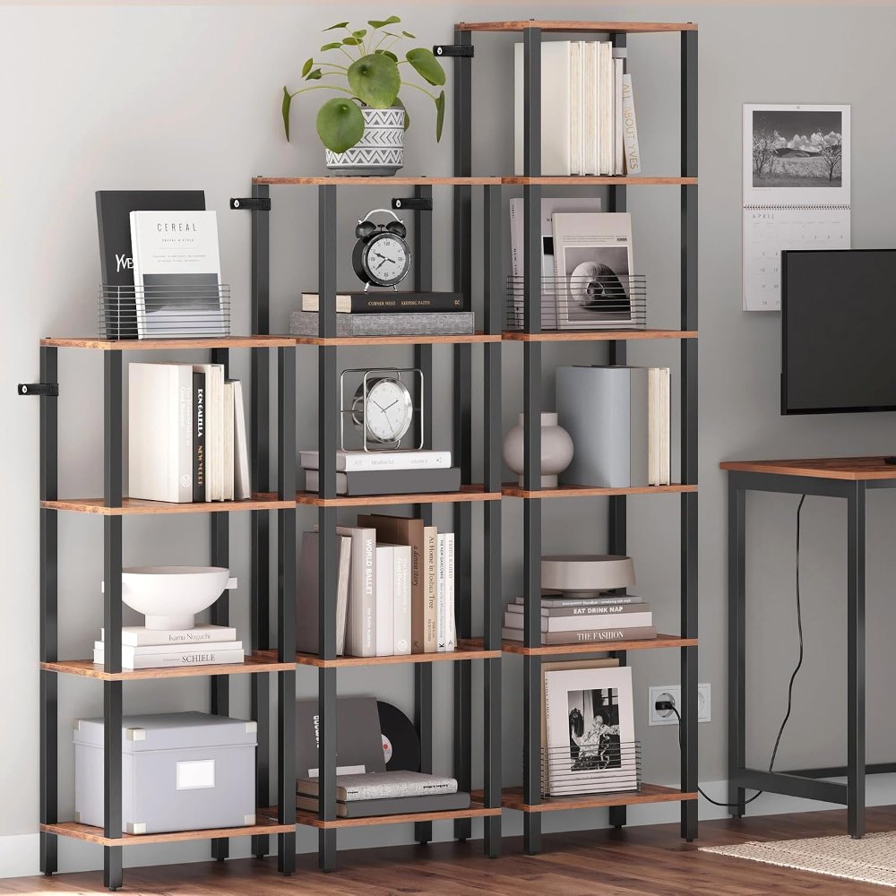 Bookshelf, Narrow, Brown, view 5