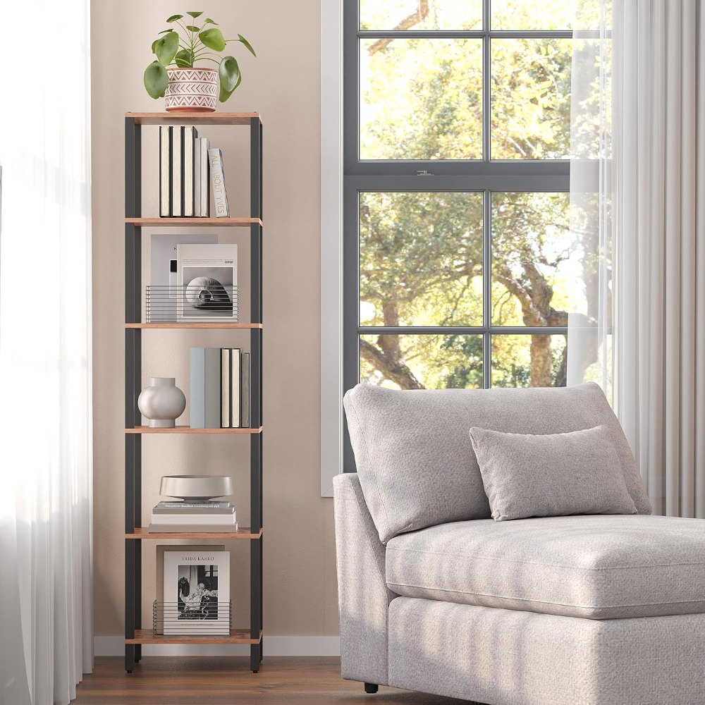 Bookshelf, Narrow, Brown, view 6