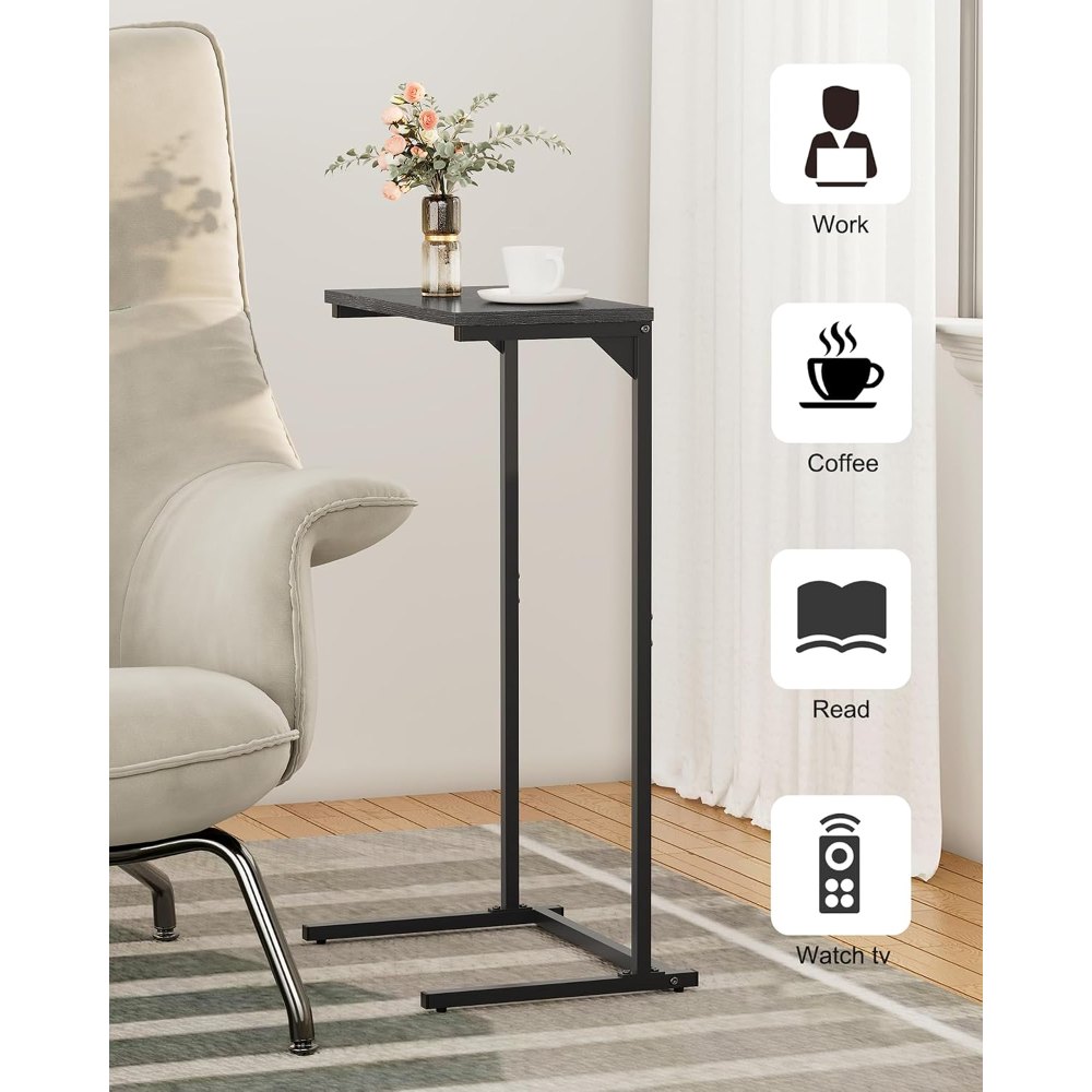C Shaped End Table, Black, 15.8" wide, view 4