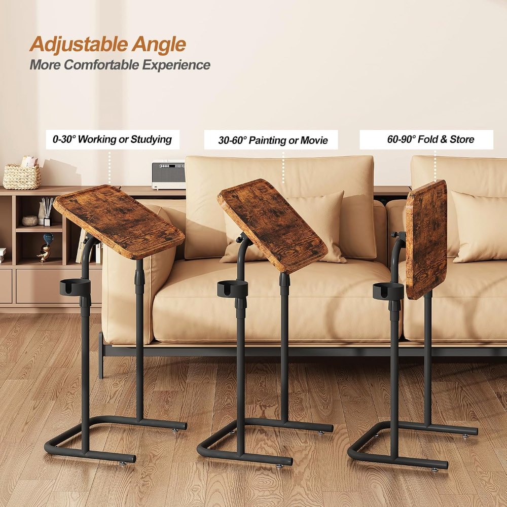 C Shaped End Table, Brown, 15.7" wide, view 4