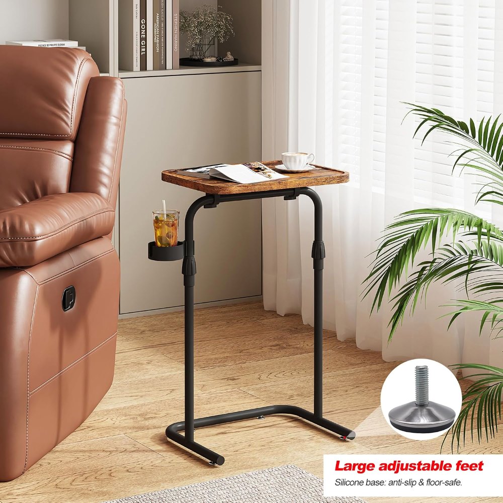 C Shaped End Table, Brown, 15.7" wide, view 8