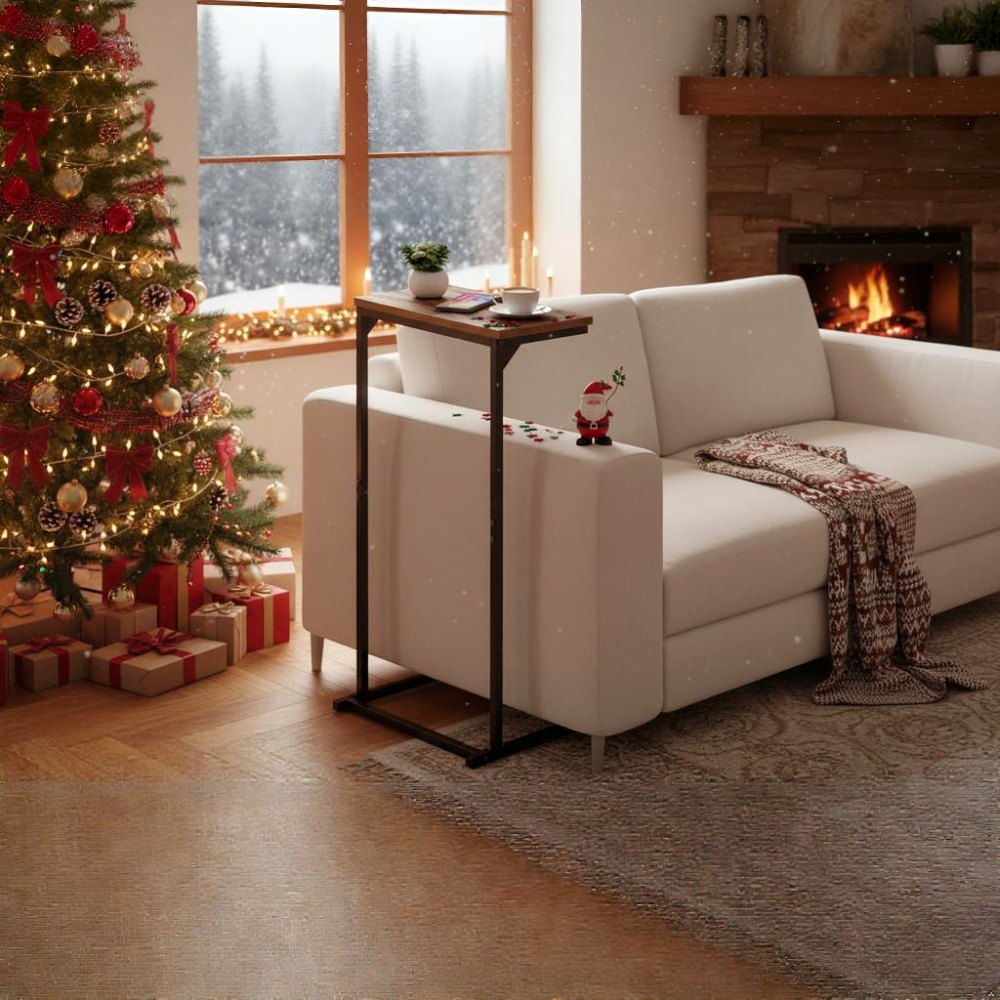 C Shaped End Table, Brown, 15.8" wide, view 2
