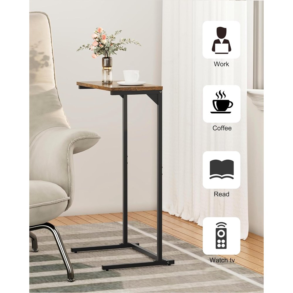 C Shaped End Table, Brown, 15.8" wide, view 4