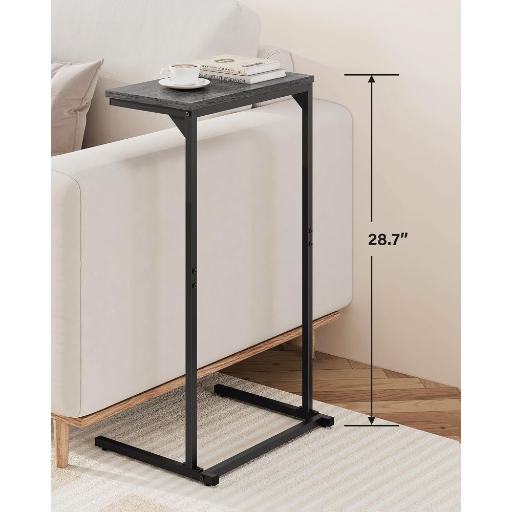 C Shaped End Table, Charcoal Grey, 15.8" wide, view 3