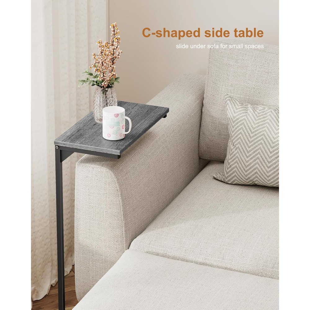 C Shaped End Table, Charcoal Grey, 15.8" wide, view 4