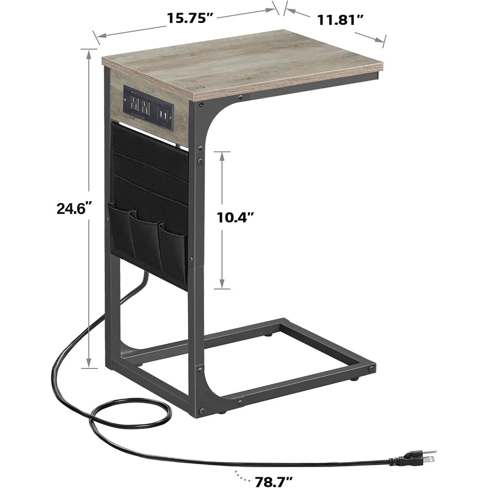C Shaped End Table, Greige, 11.8" wide, view 3