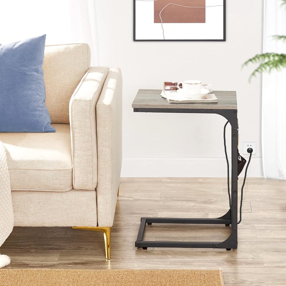 C Shaped End Table, Greige, 11.8" wide, view 4