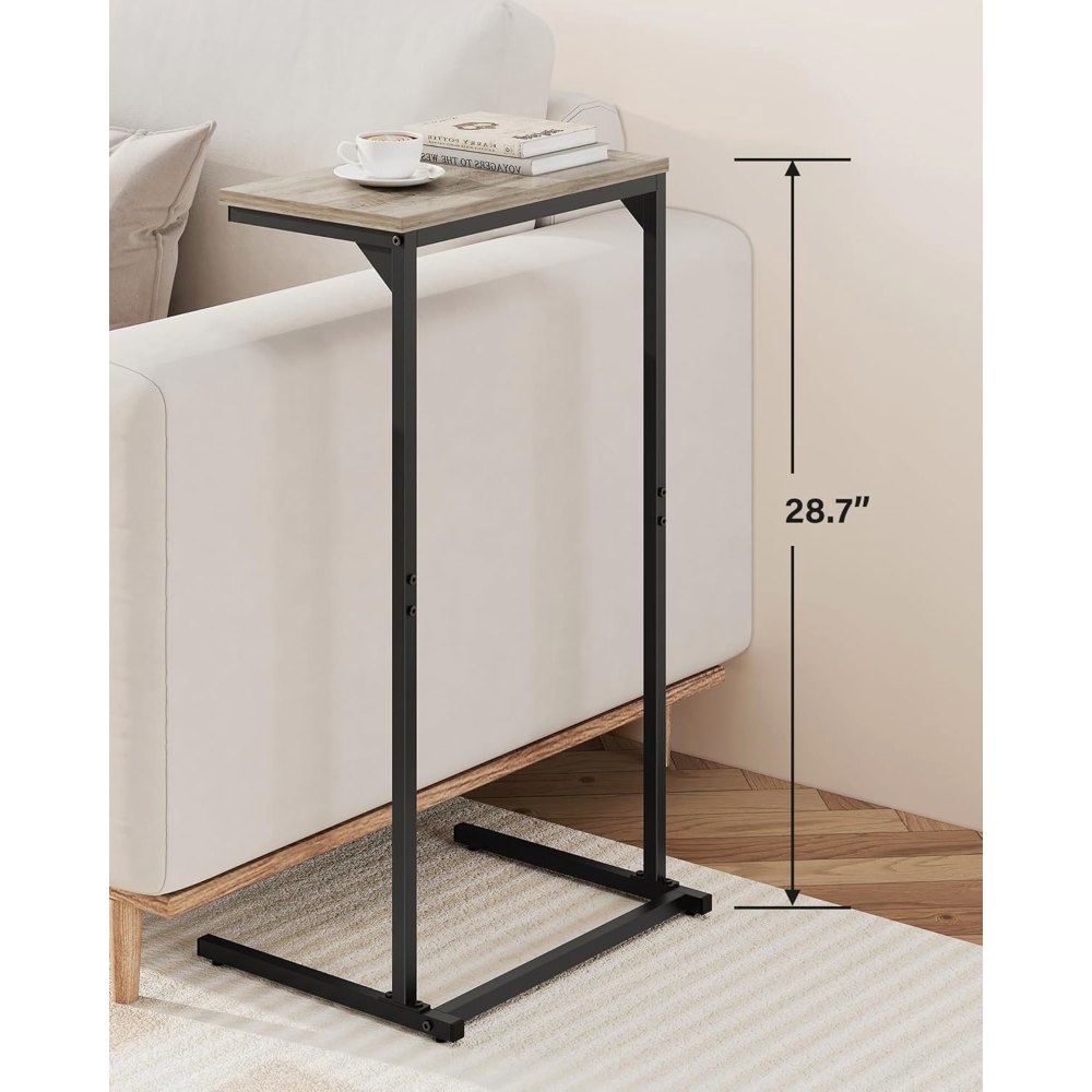C Shaped End Table, Greige, 15.8" wide, view 3