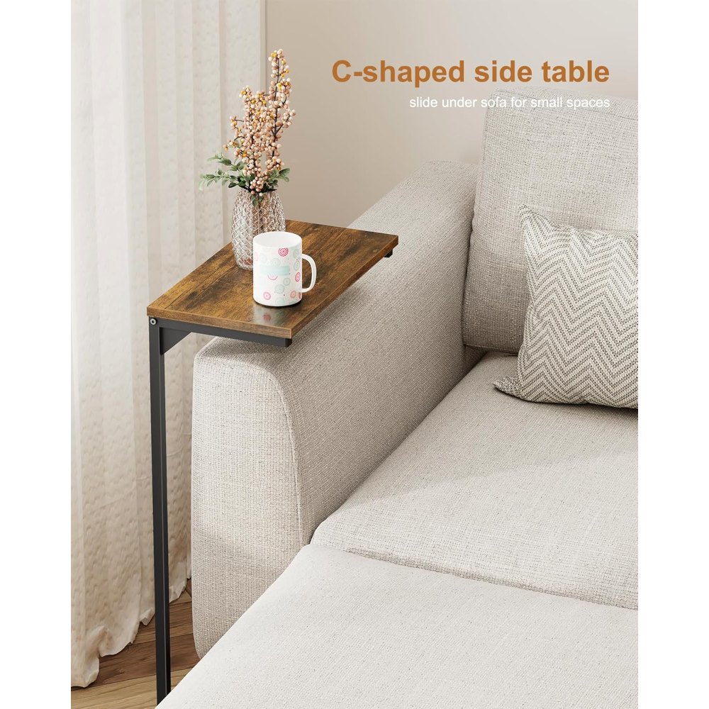 C Shaped End Table, Set of 2, Brown, view 7
