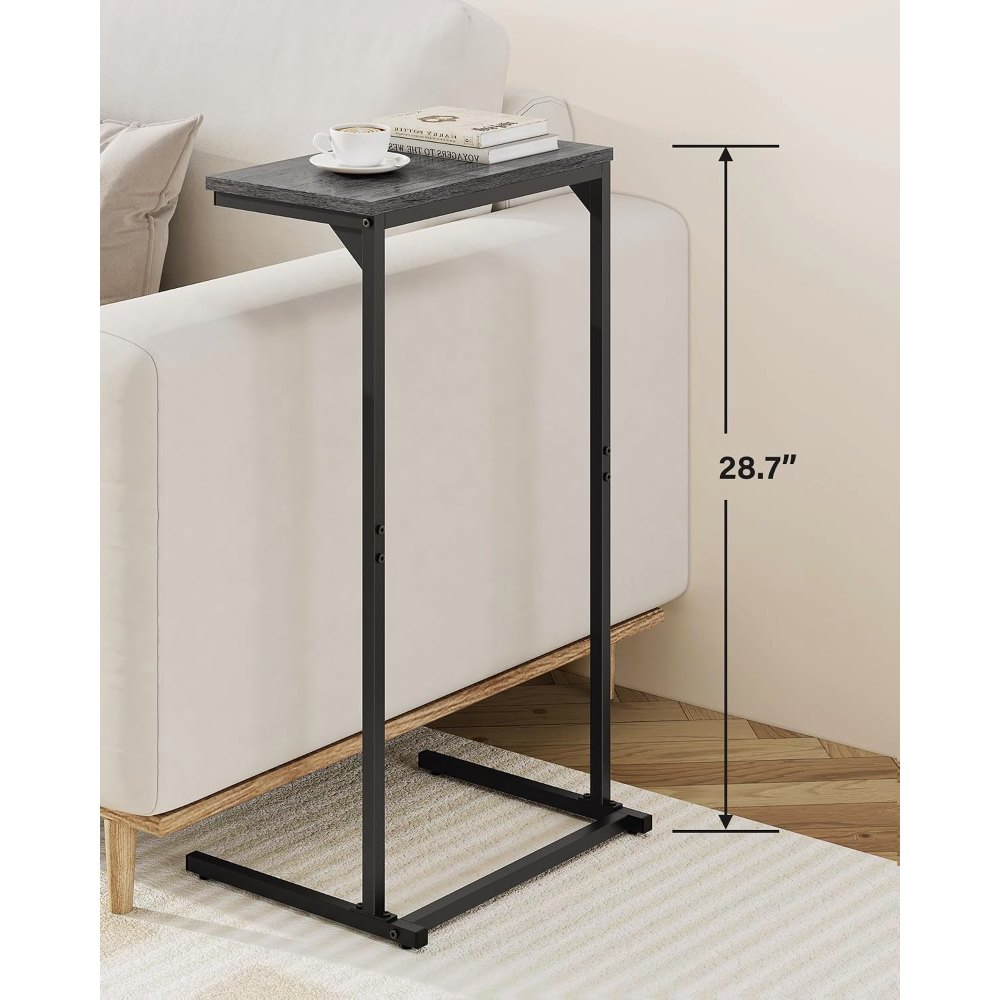 C Shaped End Table, Set of 2, Charcoal Grey, view 3