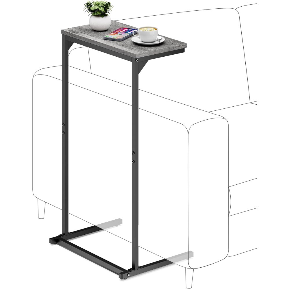 C Shaped End Table, Set of 2, Charcoal Grey, view 4