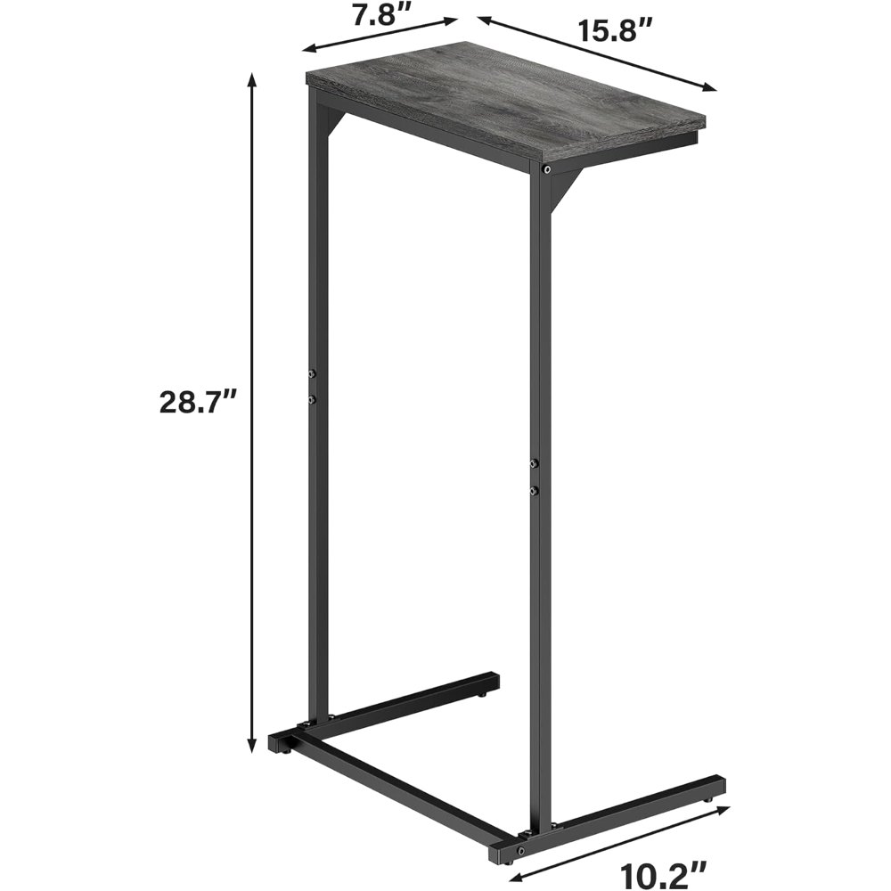 C Shaped End Table, Set of 2, Charcoal Grey, view 6
