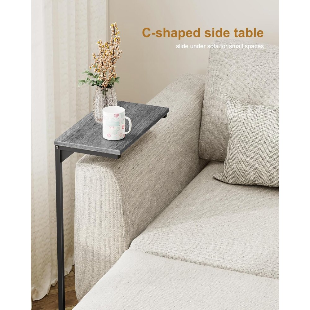 C Shaped End Table, Set of 2, Charcoal Grey, view 7