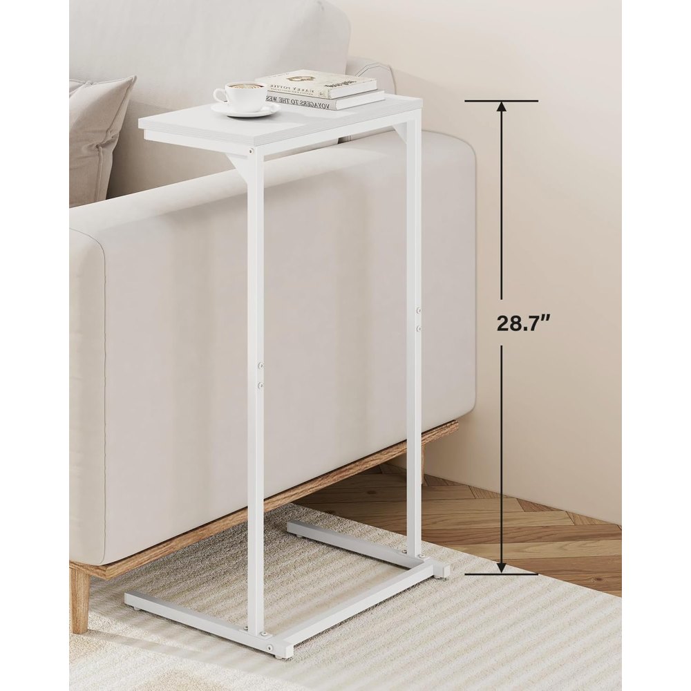 C Shaped End Table, Set of 2, White, view 3