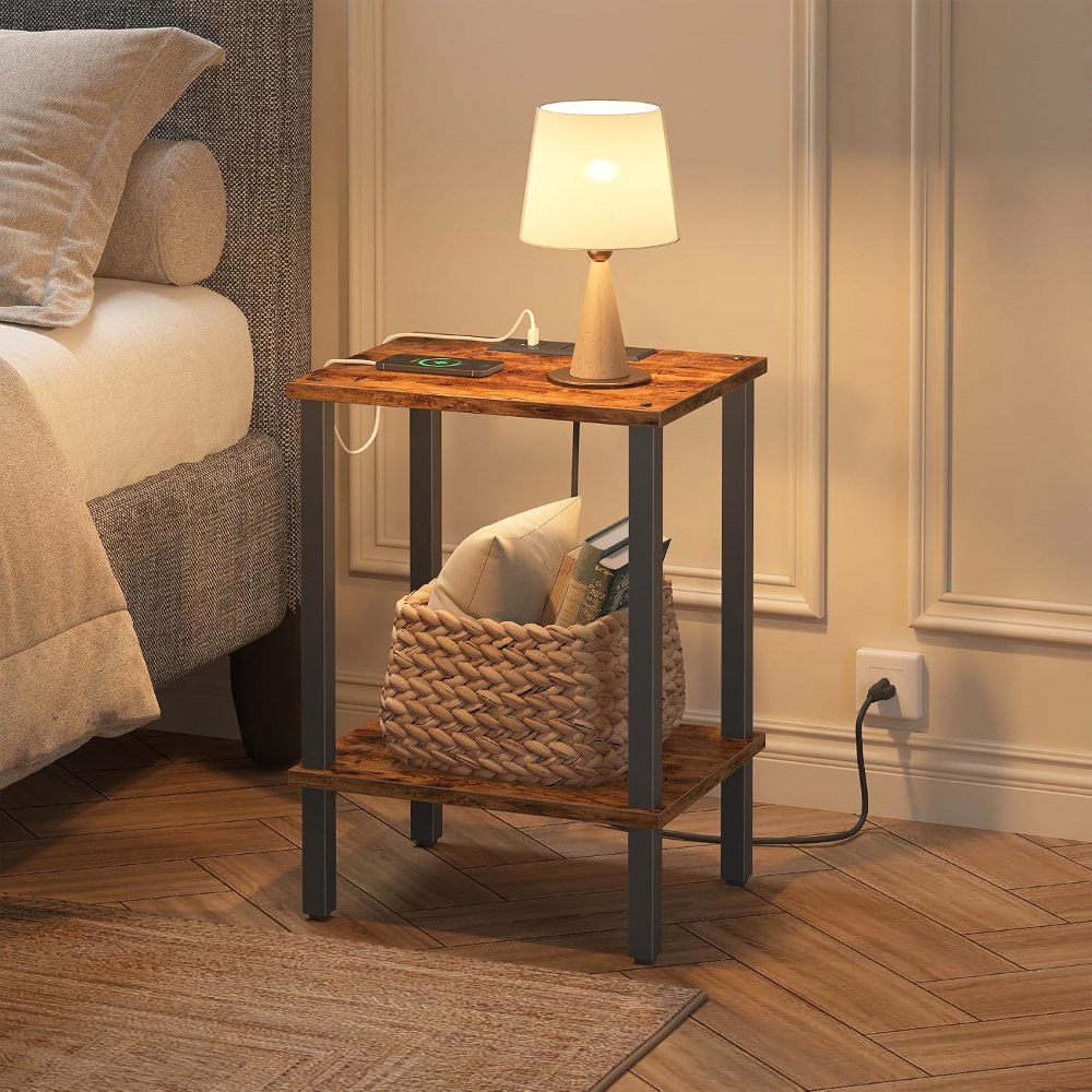 End Table, with Charging Station, Brown, view 7