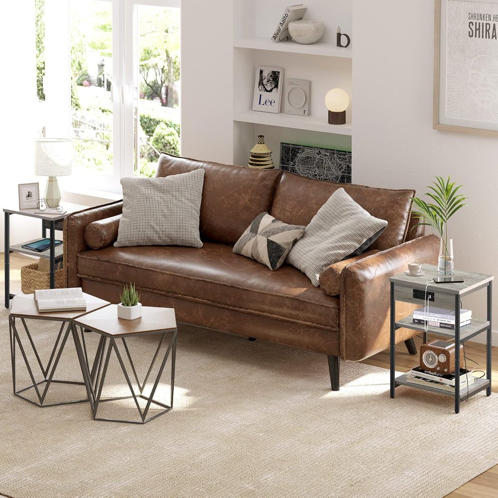 End Table, with Charging Station, Greige, view 7
