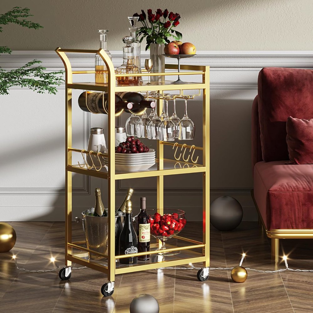 Gold Bar Cart, 18.5" wide, view 2
