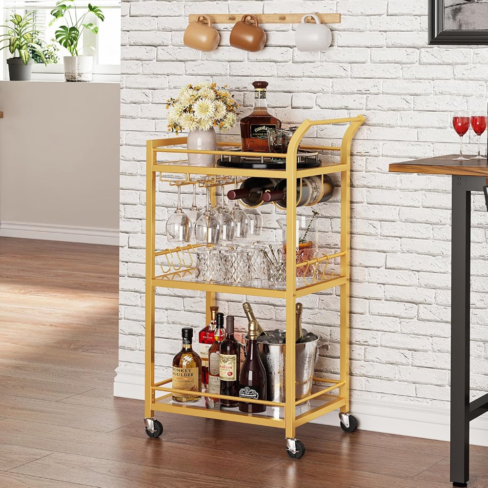Gold Bar Cart, 18.5" wide, view 3