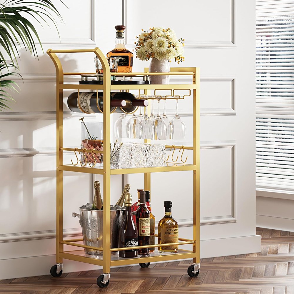 Gold Bar Cart, 18.5" wide