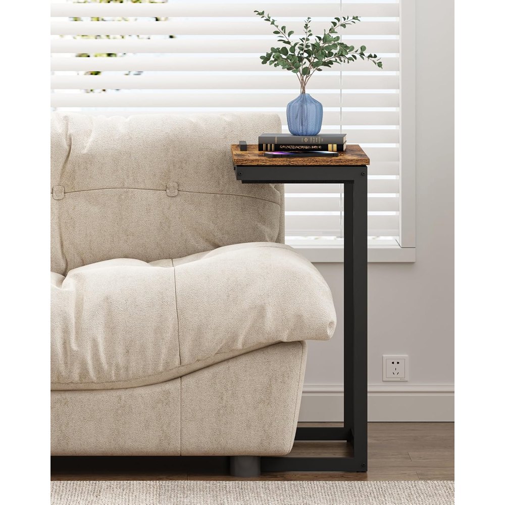 Large C Shaped End Table, Brown, detail 8