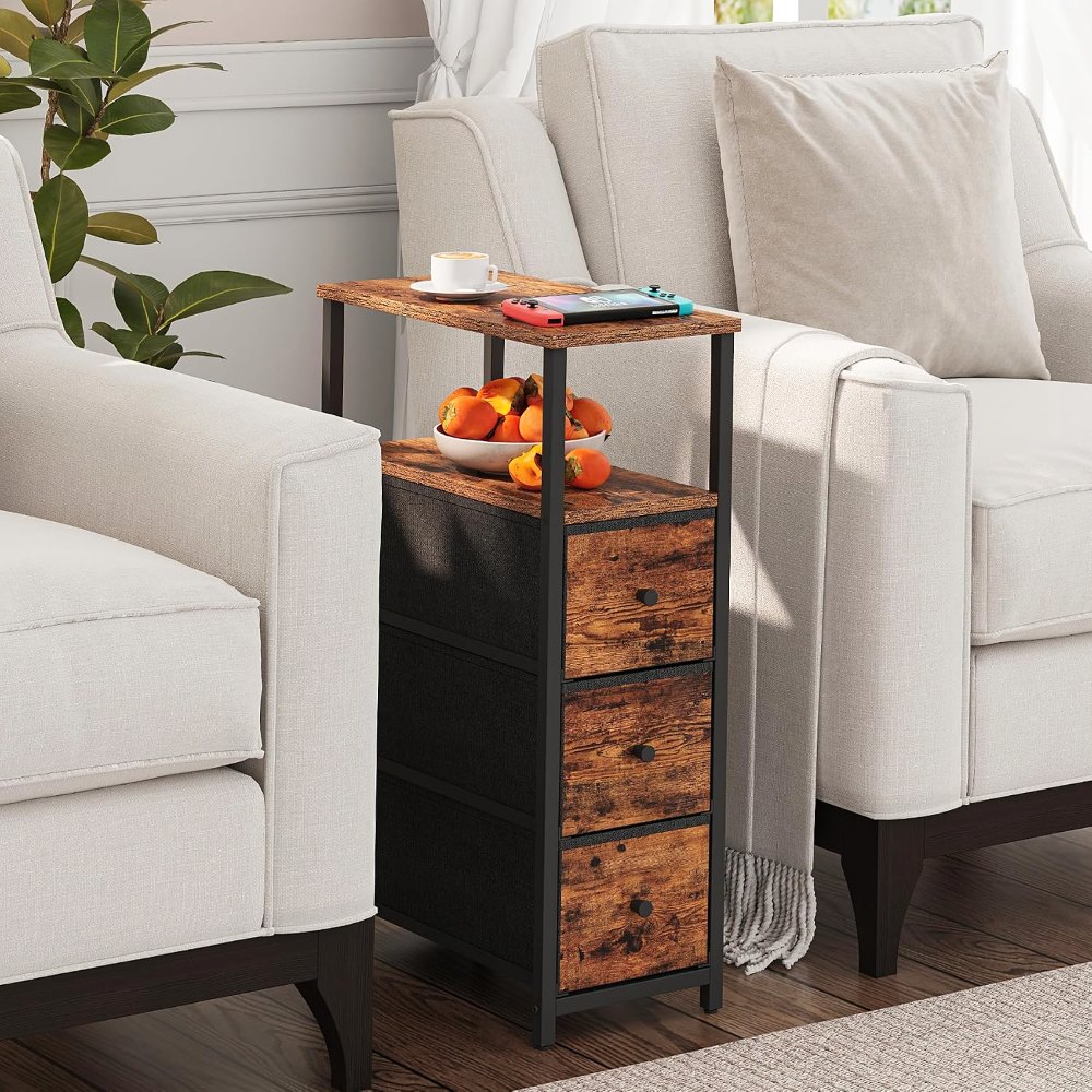 Narrow Night Stand, Brown, 15.9" wide, view 2