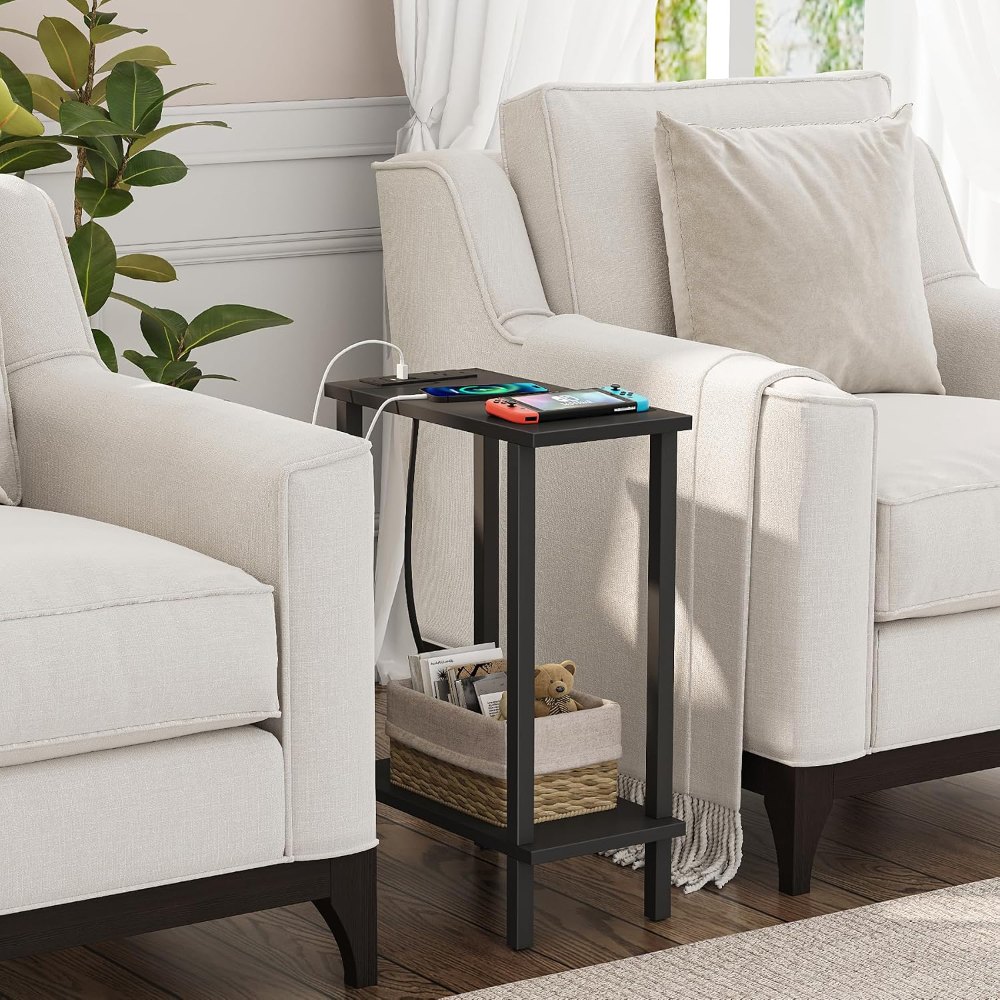 Narrow Side Table, Black, view 2