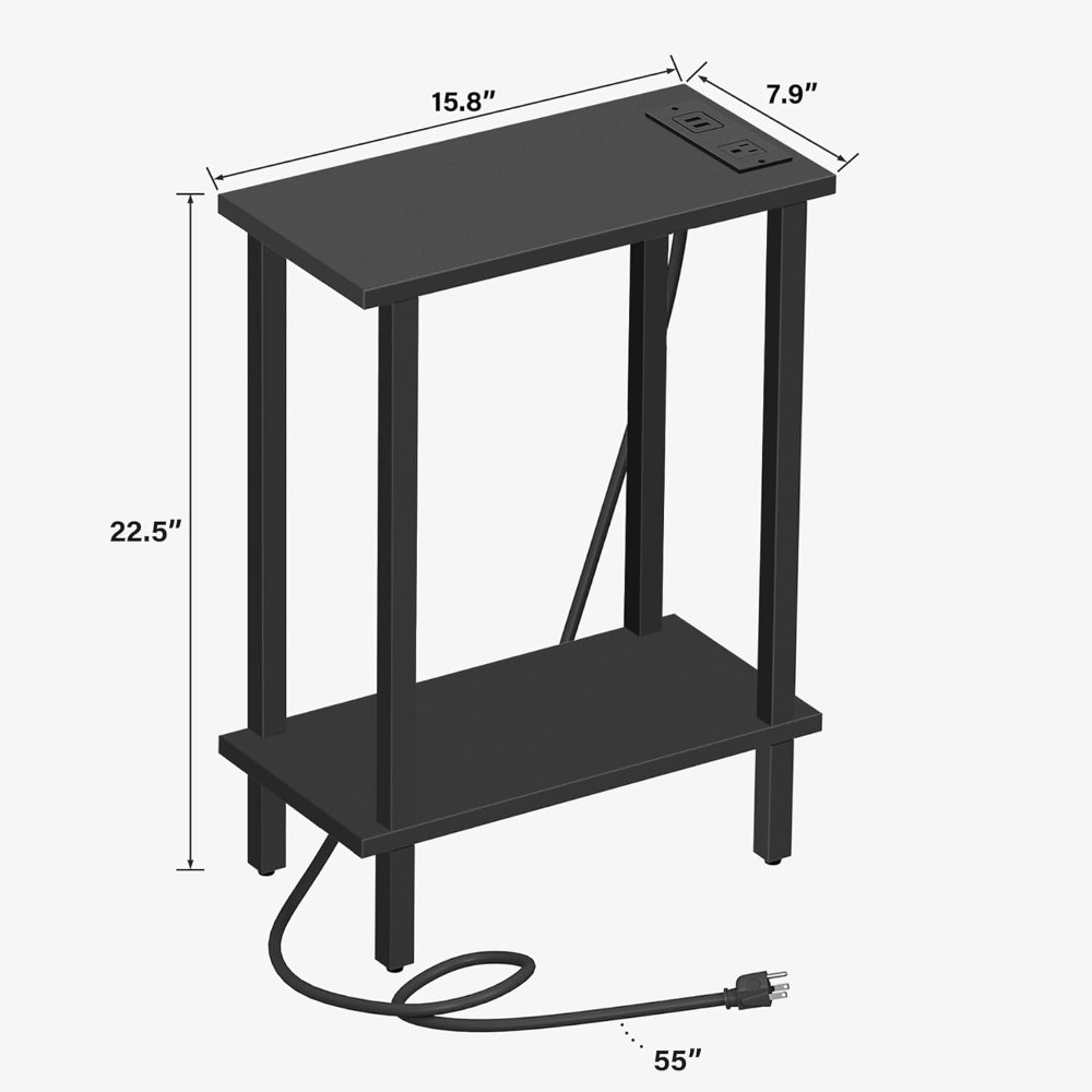 Narrow Side Table, Black, view 3