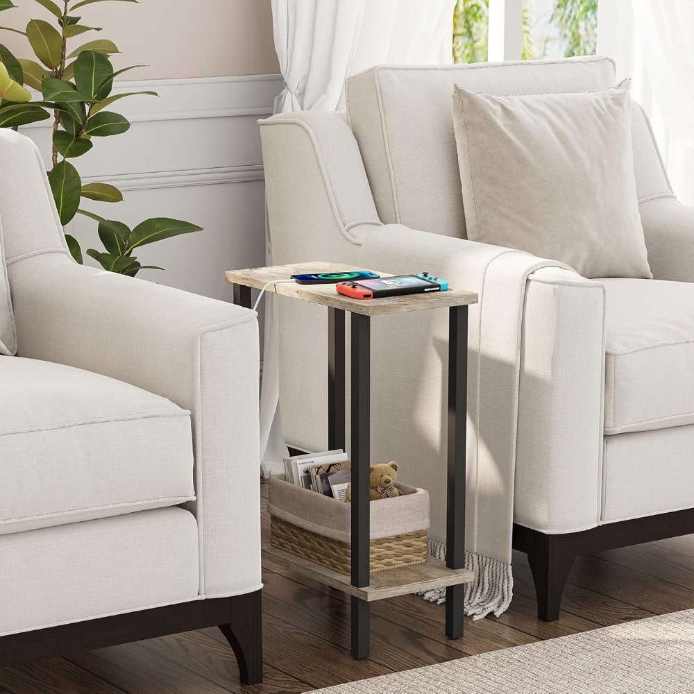 Narrow Side Table, Greige, 15.8" wide, view 5