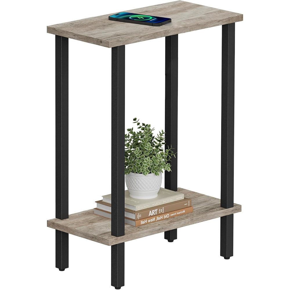 Narrow Side Table, Greige, 15.8" wide